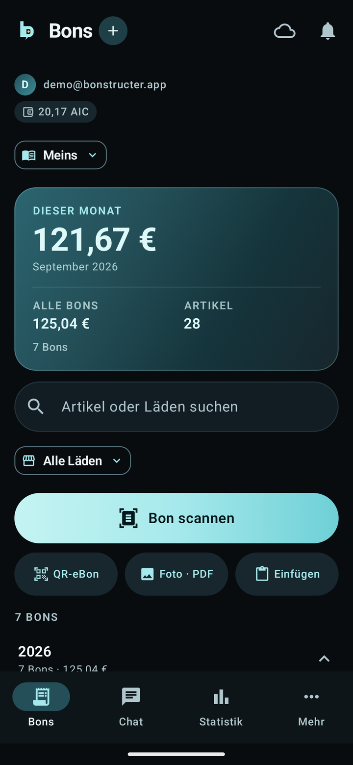 Bon-Liste mit Jet, Edeka und weiteren Läden