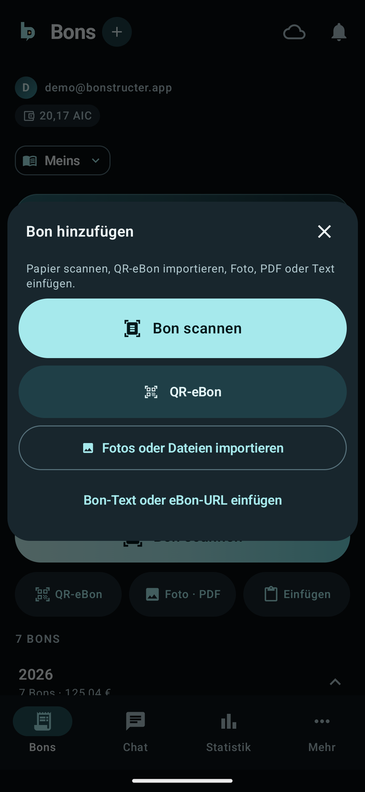 Kassenbon scannen mit der Bonstructer App