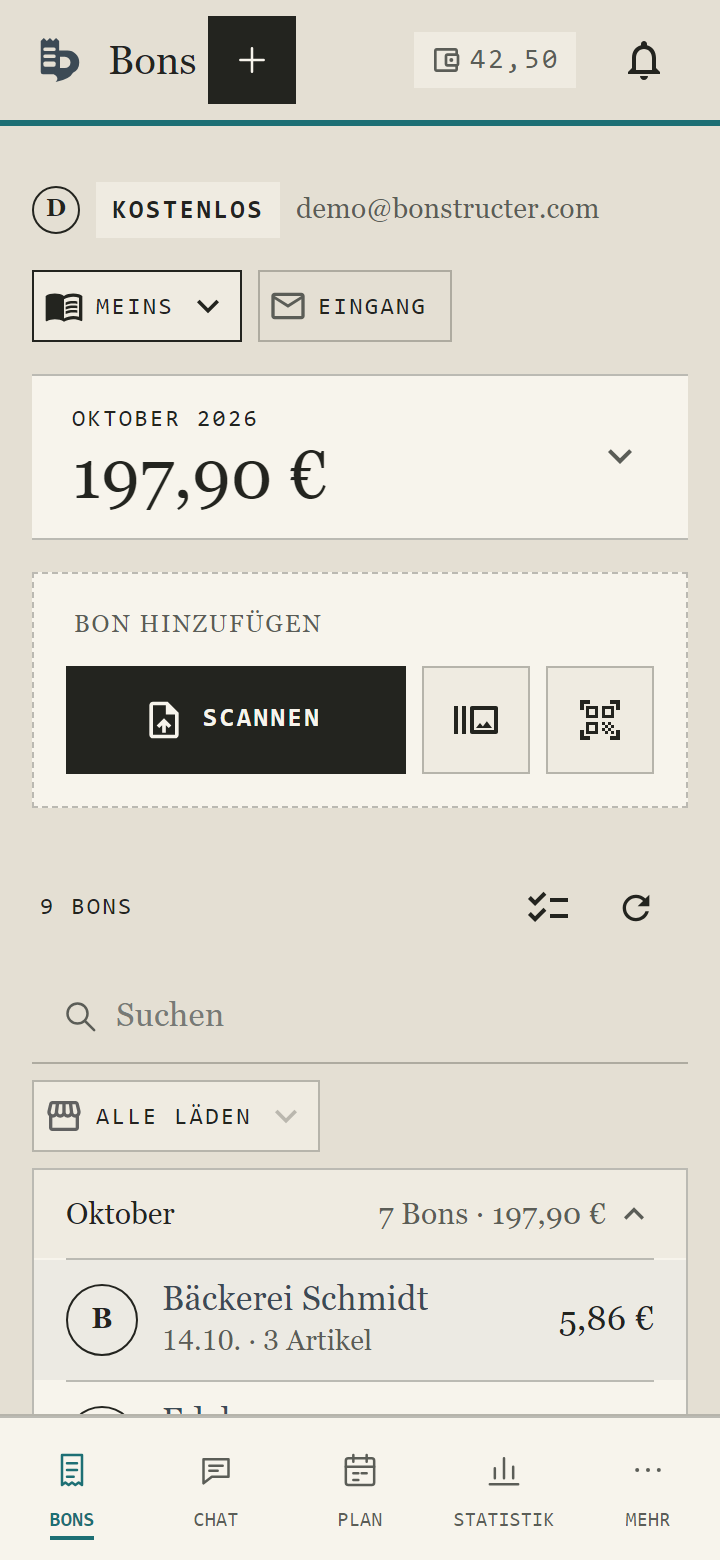 Bon scannen mit einem Klick